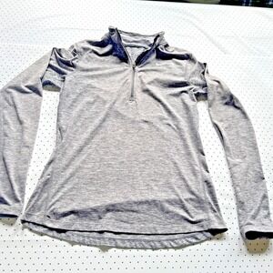 Nike Dri Fit Running Quarter Zip Pullover Gray Space Dye Womens M Thumbhole